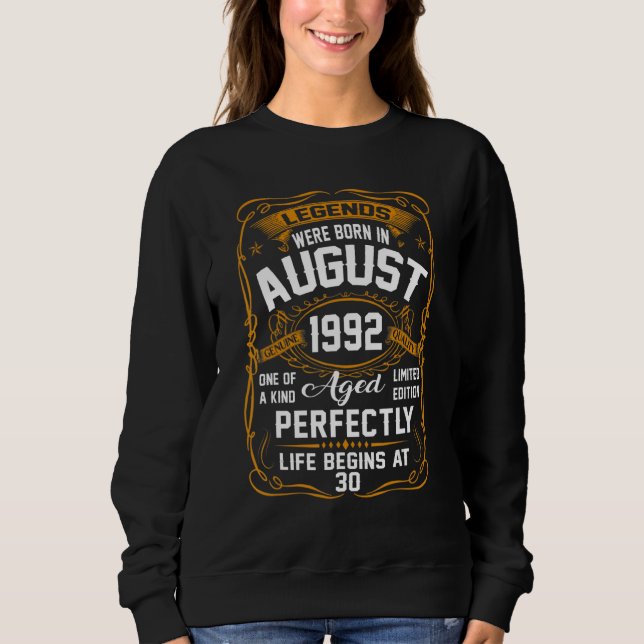Sweatshirt Août 1992 30e anniversaire 30 ans Hommes 1 (Devant)