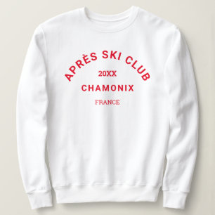 Sweatshirt Après Ski Club Red Station de ski Crest Womens Whi
