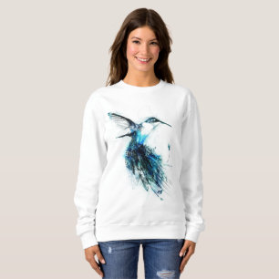 Sweatshirt Aquarelle Colibri, Oiseau de plumes,