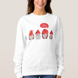 Sweatshirt Aquarelle Whimsical Gnome Santas : Joyeux Noël