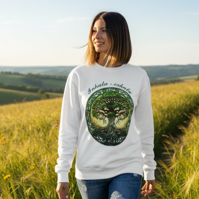 Sweatshirt Árbol de la Vida Celta, Inhala - Exhala (Inhala Exhala un regalo para ella que ama la libertad, meditación, yoga, reiki)