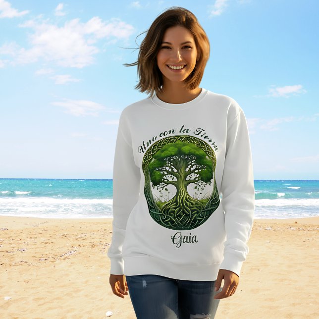 Sweatshirt  Árbol de la Vida, Uno con la Tierra (Amor a Madre Tierra GAIA, personalizable regalo para mujer medita, yoga, estilo Celta, senderismo)