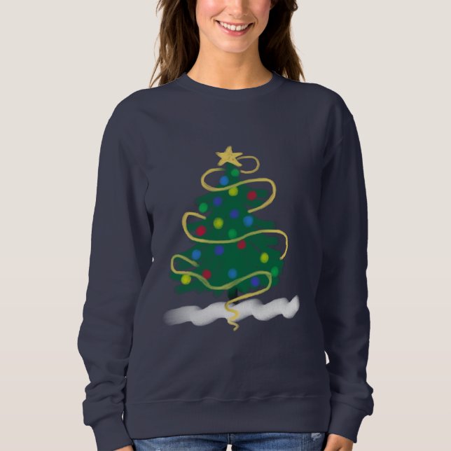 Sweatshirt Arbre de Noël Art Abstrait à porter (Devant)