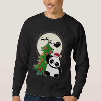 Sweatshirt Arbre de Noël avec le cadeau de Noël Panda