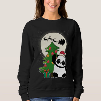 Sweatshirt Arbre de Noël avec le cadeau de Noël Panda