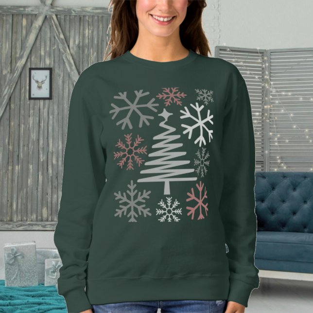 Sweatshirt Arbre de Noël branché à flocon de neige en hiver (Créateur téléchargé)