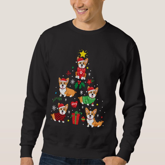 Sweatshirt Arbre de Noël de Corgi (Devant)