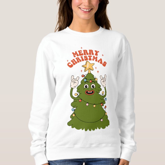 Sweatshirt Arbre de Noël de Rockin - Un Jam Festif (Devant)