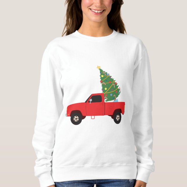 Sweatshirt Arbre de Noël du camion de ramassage (Devant)