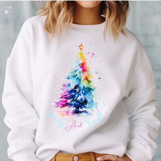 Sweatshirt Arbre de Noël Joyeux et Bright Neon (Créateur téléchargé)