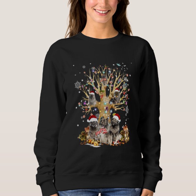 Sweatshirt Arbre de Noël Keeshoné Ornement pour chien (Devant)