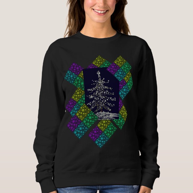 Sweatshirt Arbre et flocons de neige de Noël (Devant)