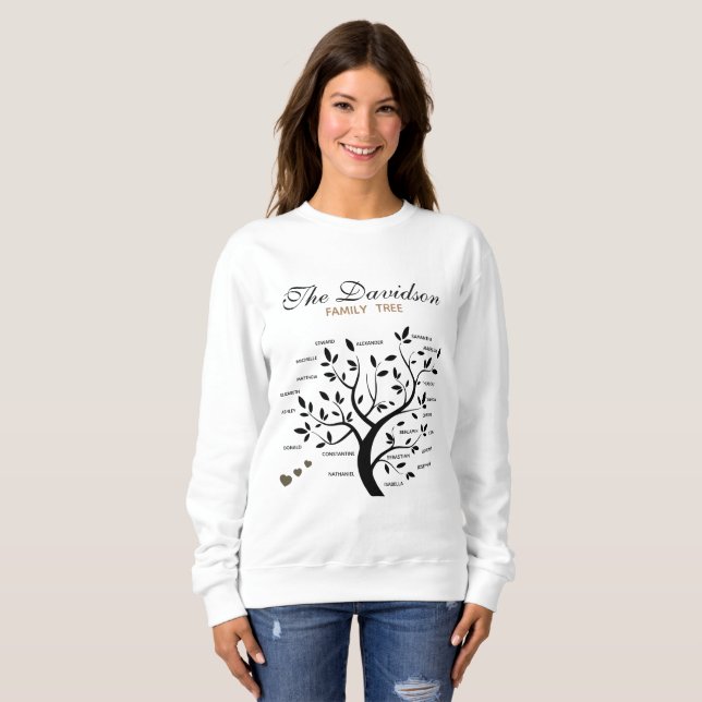 Sweatshirt Arbre généalogique personnalisé (20 noms) (Devant entier)