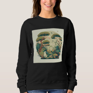 Sweatshirt Arbres de bonsaï d'automne Jardin Étang Sanctuaire