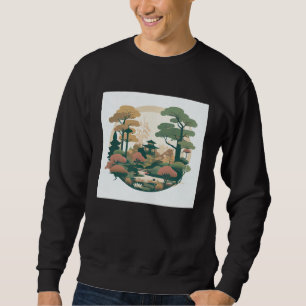 Sweatshirt Arbres de bonsaï d'automne Jardin Étang Sanctuaire