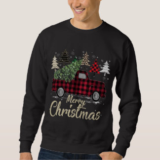 Sweatshirt Arbres de Noël Camion Rouge Buffalo Plaid