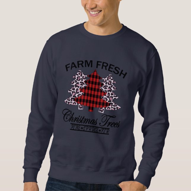 Sweatshirt Arbres de Noël frais de ferme (Devant)