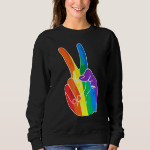 Sweatshirt Arc-en-ciel signe de paix Love Lesbian Gay Pride L