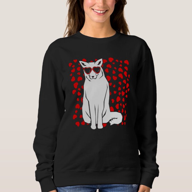 Sweatshirt Arctic Snow Fox Heart Glasses Valentines Day Anima (Devant)