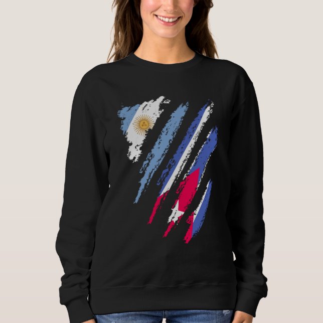Sweatshirt Argentina Flag Cuba Grown Patriot Country Stripes (Devant)
