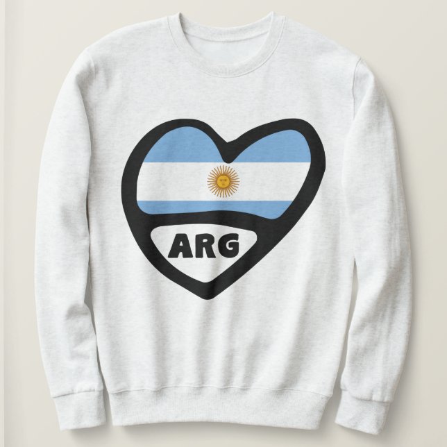Sweatshirt Argentine Code Pays Drapeau Coeur ARG (Design devant)