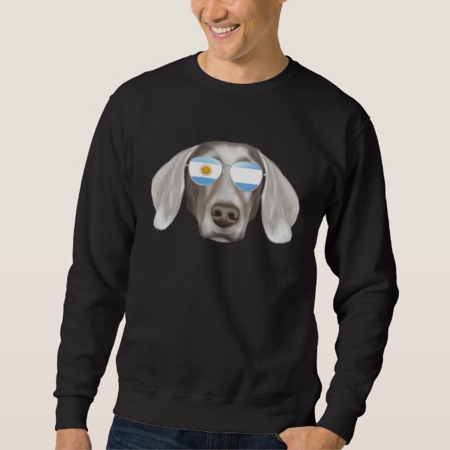 Sweatshirt Argentinian Flag Weimaraner Dog Argentina Pocket (Devant)