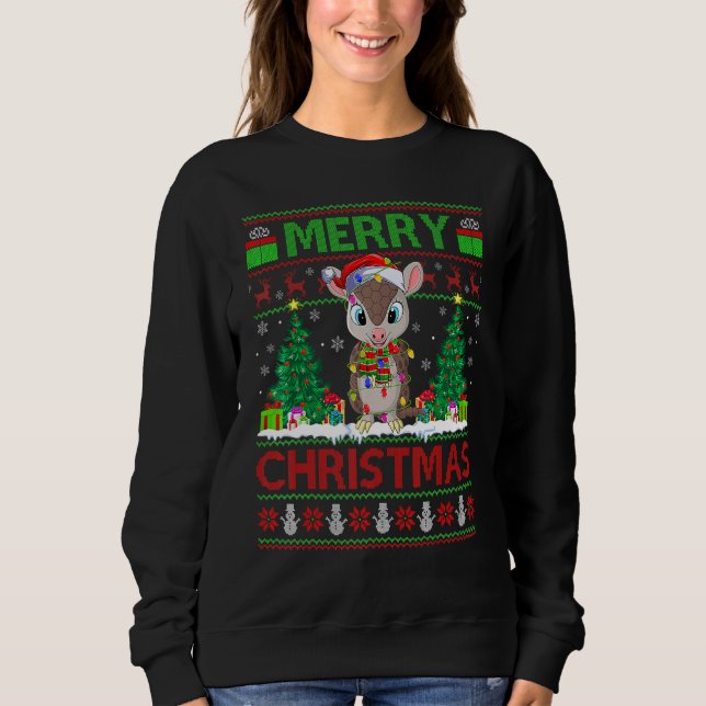 Sweatshirt Armadillo   Xmas Tree Ugly Santa Armadillo Christm (Devant)
