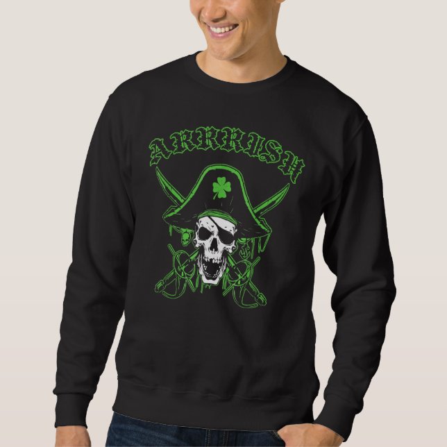 Sweatshirt Arrish St Patrick's Day Irlandais Pirate Skull Sha (Devant)
