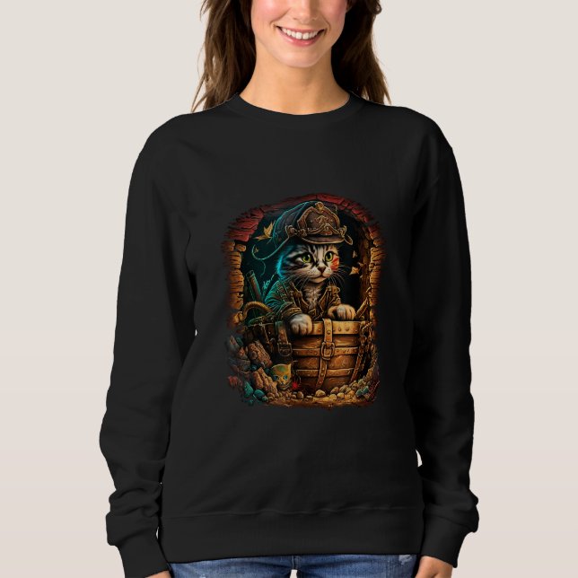 Sweatshirt Arrr Meow-ty! Pirate Design with Treasure Chest an (Devant)