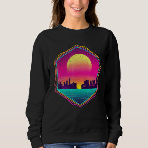 Sweatshirt Art 80s esthétique 90s Skyline Sunset Vaporwa
