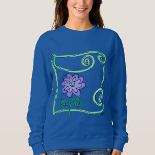 Sweatshirt Art Abstrait de Fleur Violette à Porter