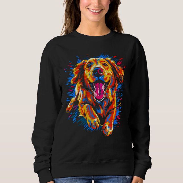 Sweatshirt Art Cute Golden Retriever Dog (Devant)