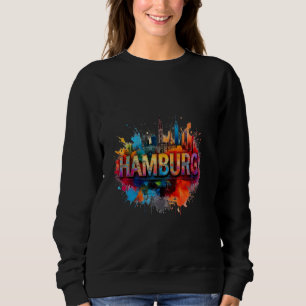 Sweatshirt Art de la skyline de Hambourg - Conception vibrant