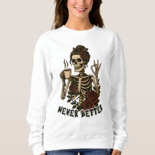 Sweatshirt Art de rose squelette de café vintage