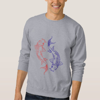 Sweatshirt Art du cercle de carpes rouges et bleues