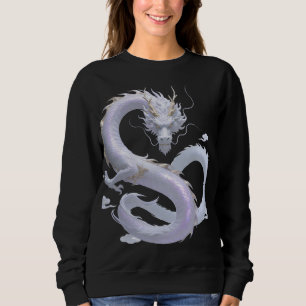 Sweatshirt Art du Dragon Blanc   Esthétique Fantastique Mythi