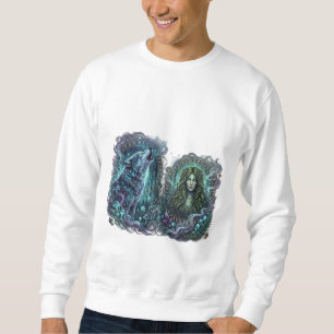 Sweatshirt Art du loup mystique et de la déesse de la forêt