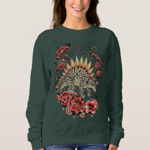 Sweatshirt Art du Stégosaure Floral Japonais