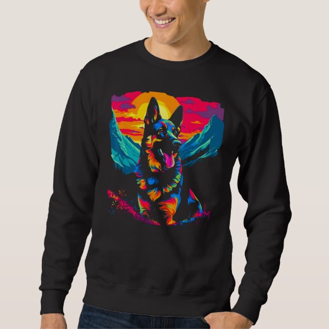 Sweatshirt Art German Shepherd Dog Hiking (Devant)