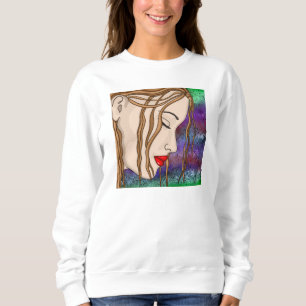 Sweatshirt Art numérique   Triste dame profonde dans la pensé