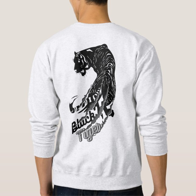 Sweatshirt Art vectoriel de tigre noir avec texte de tigre no (Dos)