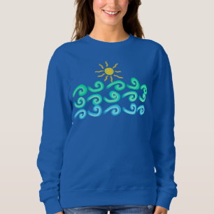 Sweatshirt Art wearable abstrait soleil et vagues