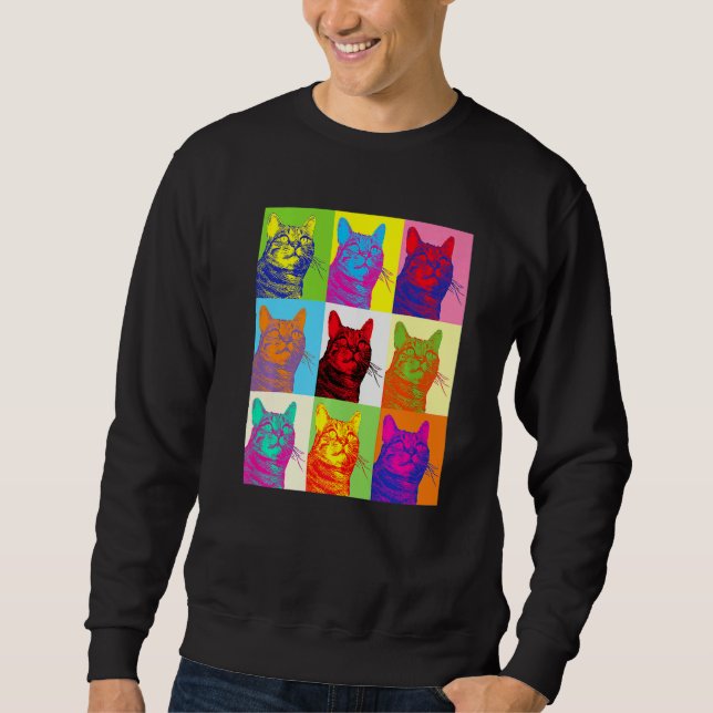 Sweatshirt Artistic Cat 1960s Pop Cat Cat (Devant)