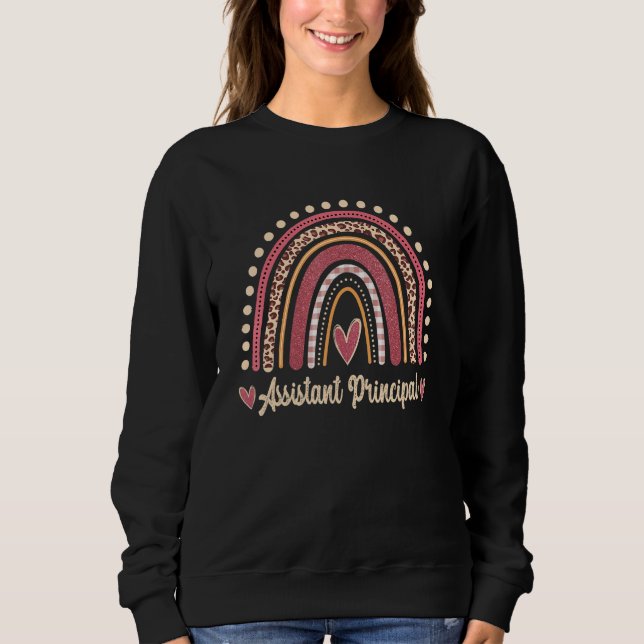 Sweatshirt Assistant Principal Rainbow Leopard Back To School (Devant)