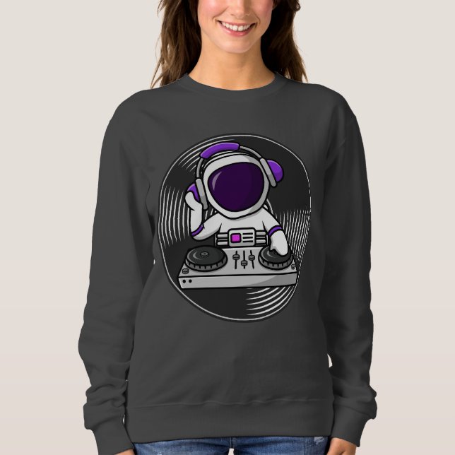 Sweatshirt Astronaut DJ Cute Space Music design (Devant)