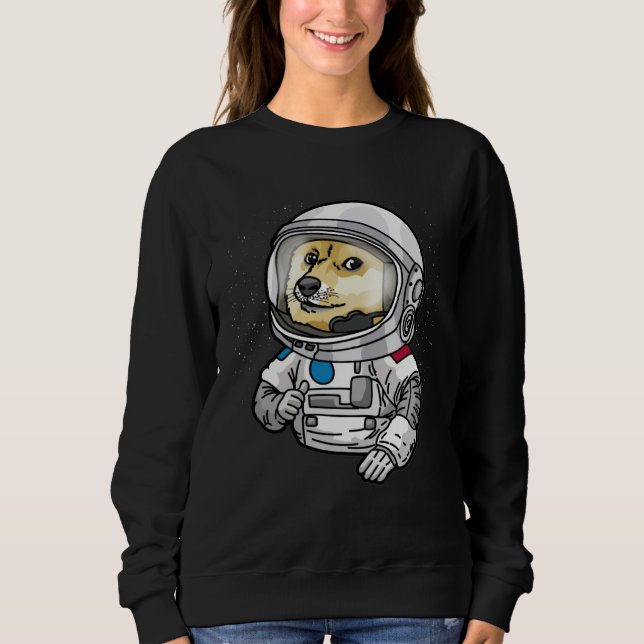 Sweatshirt Astronaut Dog Thumbs Up in Space Doge (Devant)