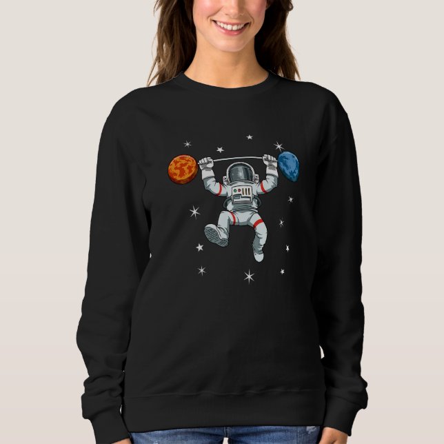 Sweatshirt Astronaut dumbbell bar planet Premium (Devant)