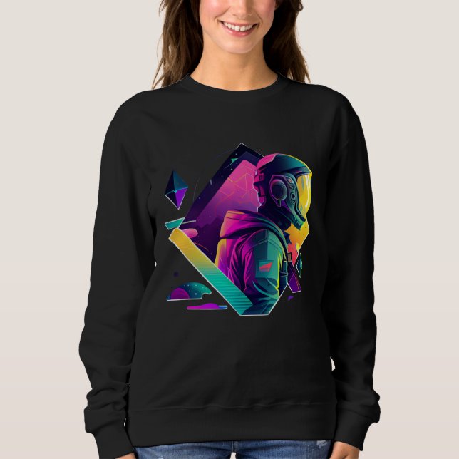 Sweatshirt Astronaut in Space Aesthetic Wave Planet Eclipse   (Devant)