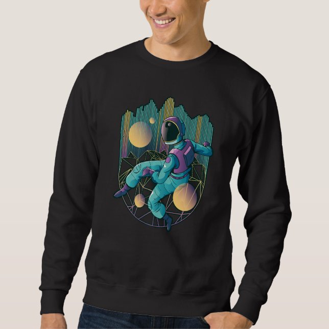 Sweatshirt Astronaut In Space With Geometric Shapes   (Devant)