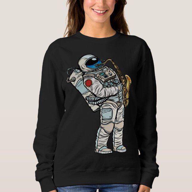 Sweatshirt Astronaut plays saxophone in space (Devant)